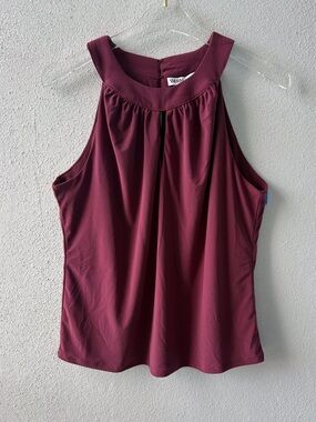 White House Black Market Large Burgundy Halter Top Keyhole Lined Party Cocktail